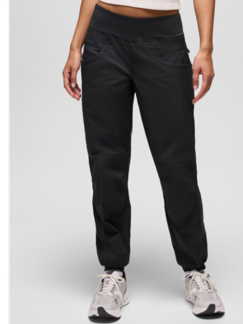 Prana Kanab Mid Rise Jogger Pants Charcoal Gray Organic Cotton Nylon Size Medium